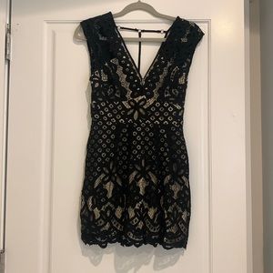 Free People Black (tan underneath) lace dress
